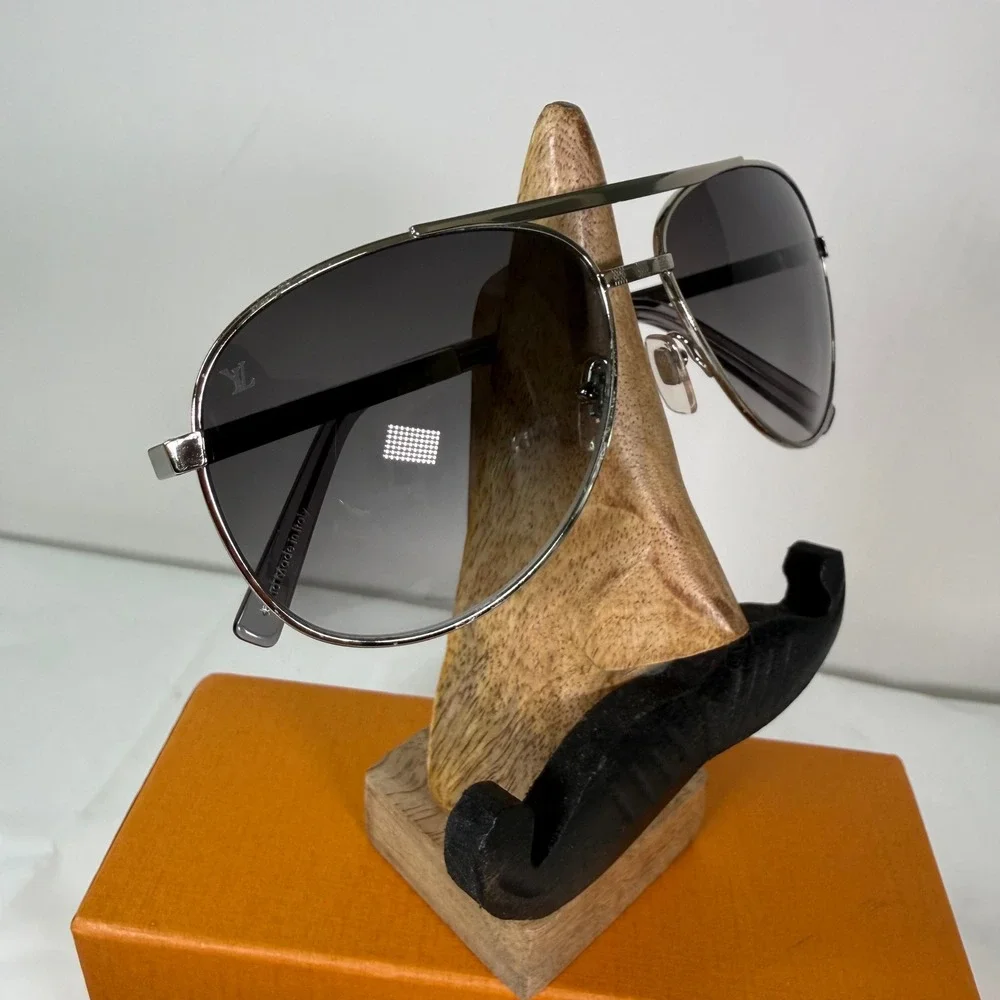 Louis Vuitton Attitude Sunglasses Silver Damier Aviator Z0340U Grey Gradient